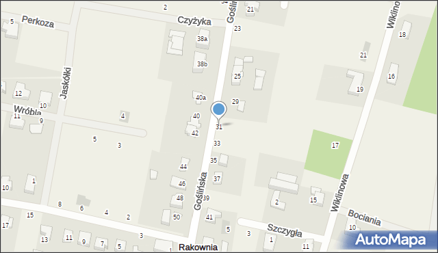 Rakownia, Goślińska, 31, mapa Rakownia