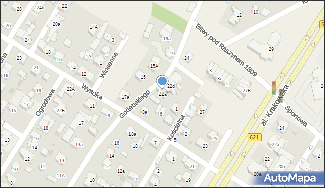 Raszyn, Godebskiego Cypriana, 22a, mapa Raszyn