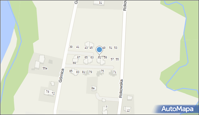Roków, Górnica, 61, mapa Roków