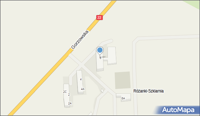Różanki, Gorzowska, 6, mapa Różanki