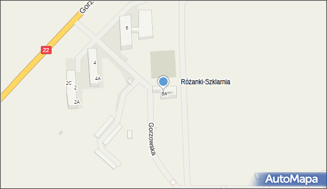Różanki, Gorzowska, 6A, mapa Różanki