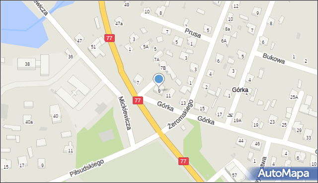 Rudnik nad Sanem, Górka, 9, mapa Rudnik nad Sanem