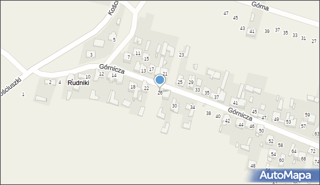 Rudniki, Górnicza, 26, mapa Rudniki