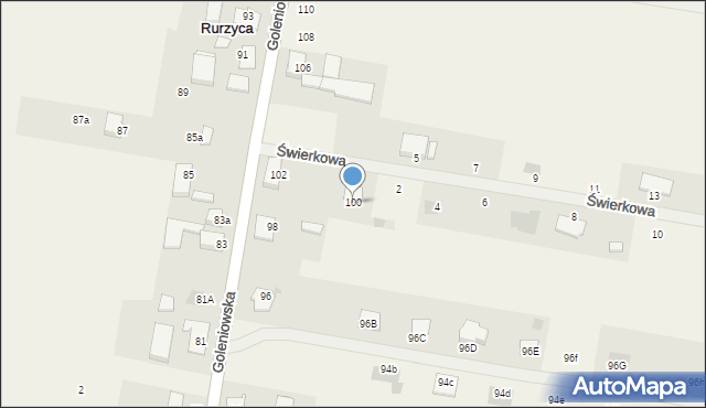 Rurzyca, Goleniowska, 100, mapa Rurzyca