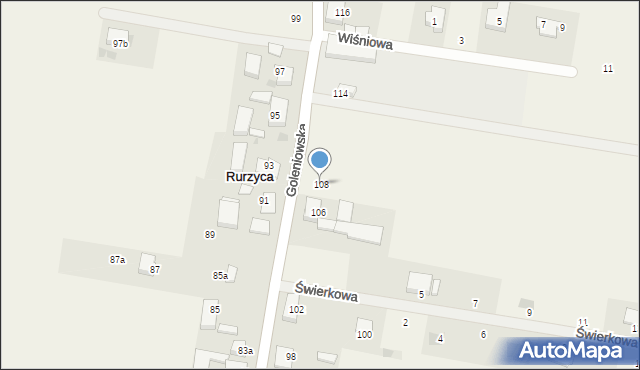 Rurzyca, Goleniowska, 108, mapa Rurzyca