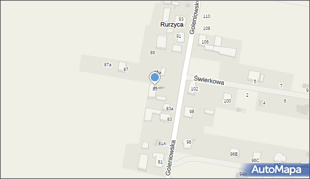 Rurzyca, Goleniowska, 85, mapa Rurzyca