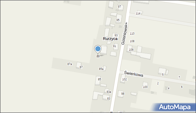 Rurzyca, Goleniowska, 89, mapa Rurzyca
