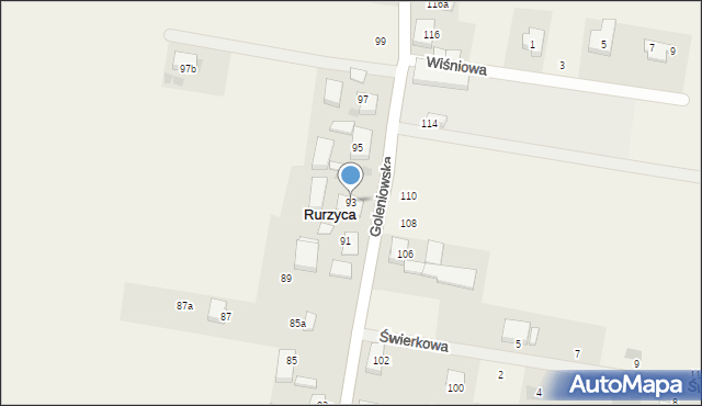 Rurzyca, Goleniowska, 93, mapa Rurzyca