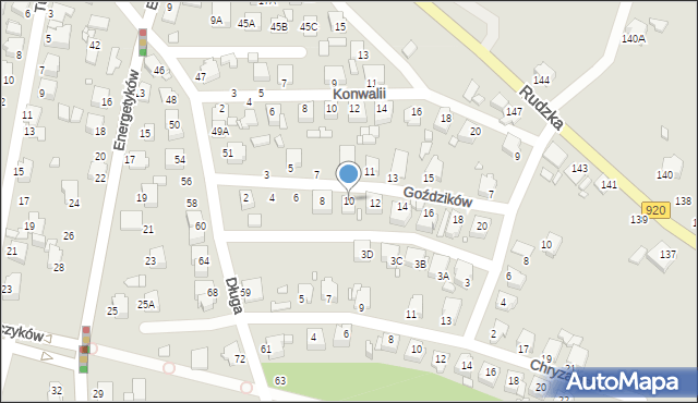 Rybnik, Goździków, 10, mapa Rybnika