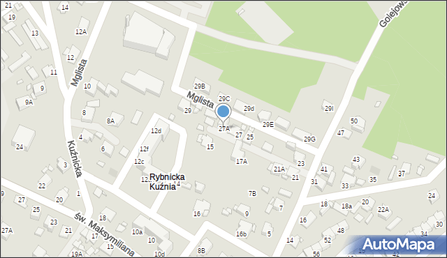 Rybnik, Golejowska, 27A, mapa Rybnika