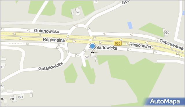 Rybnik, Gotartowicka, 77, mapa Rybnika