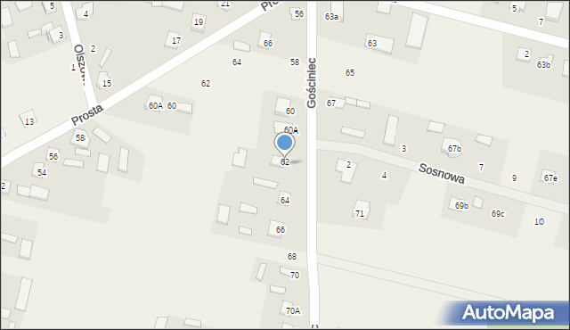 Rzeczyca, Gościniec, 62, mapa Rzeczyca