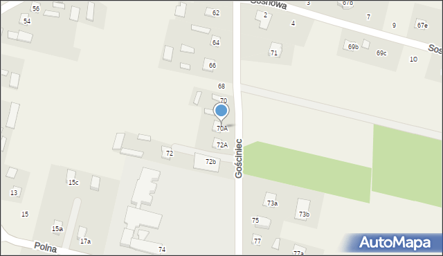 Rzeczyca, Gościniec, 70A, mapa Rzeczyca