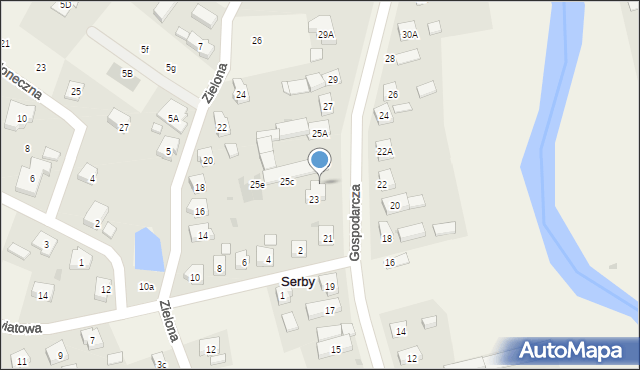 Serby, Gospodarcza, 23a, mapa Serby