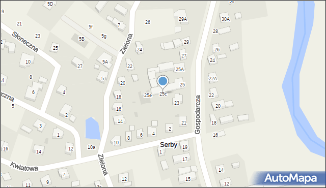 Serby, Gospodarcza, 25c, mapa Serby