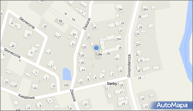 Serby, Gospodarcza, 25f, mapa Serby