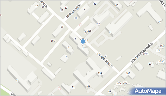 Siedlce, Gospodarcza, 1, mapa Siedlce