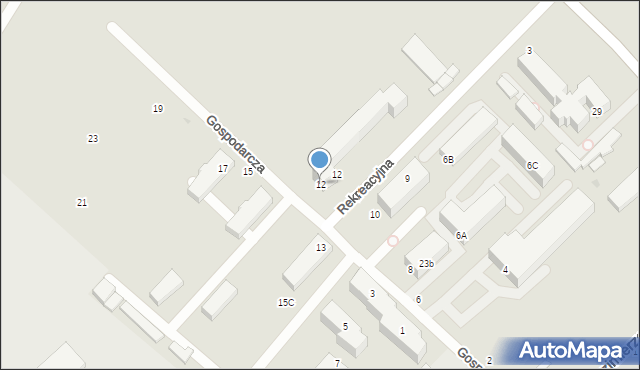 Siedlce, Gospodarcza, 12, mapa Siedlce