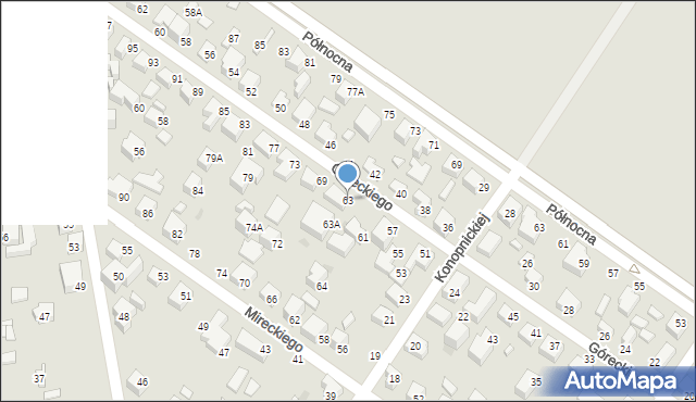 Siedlce, Góreckiego Romana, gen., 63, mapa Siedlce