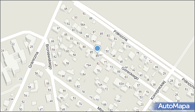 Siedlce, Góreckiego Romana, gen., 83, mapa Siedlce