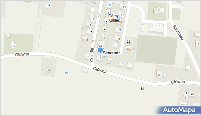 Simoradz, Górna, 2, mapa Simoradz