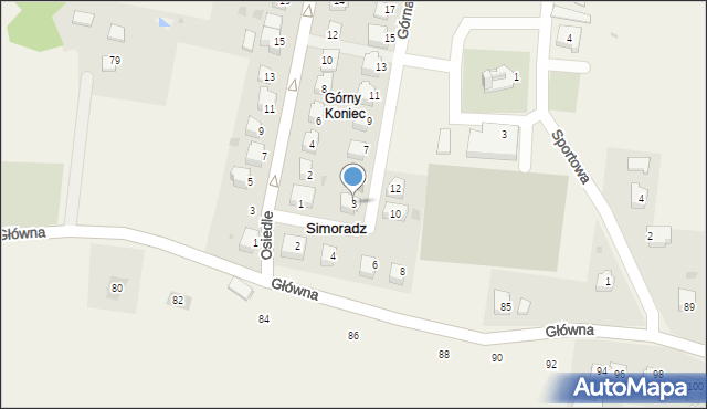 Simoradz, Górna, 3, mapa Simoradz