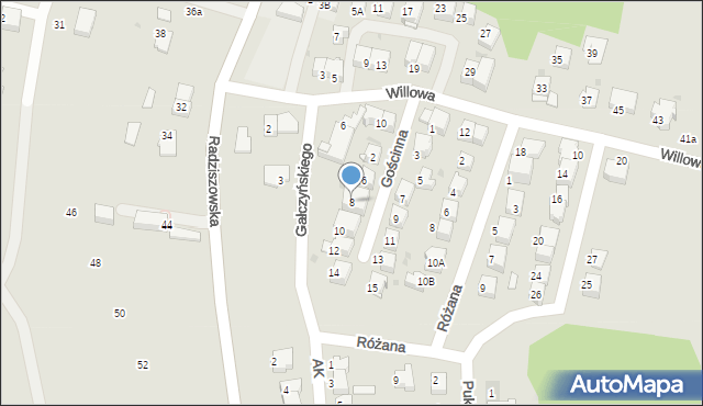Skawina, Gościnna, 8, mapa Skawina