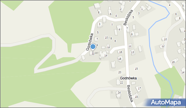 Skawinki, Godnówka, 11, mapa Skawinki