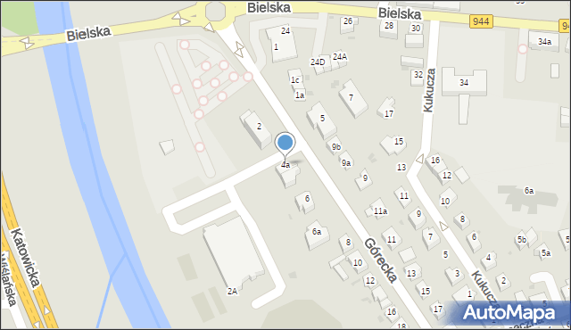 Skoczów, Górecka, 4a, mapa Skoczów