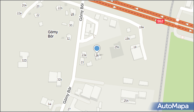 Skoczów, Górny Bór, 25, mapa Skoczów