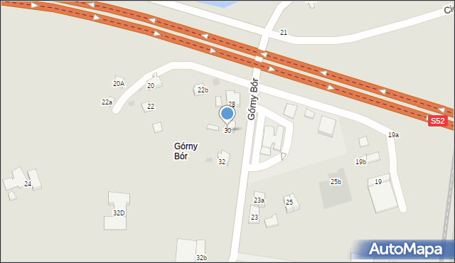 Skoczów, Górny Bór, 30, mapa Skoczów