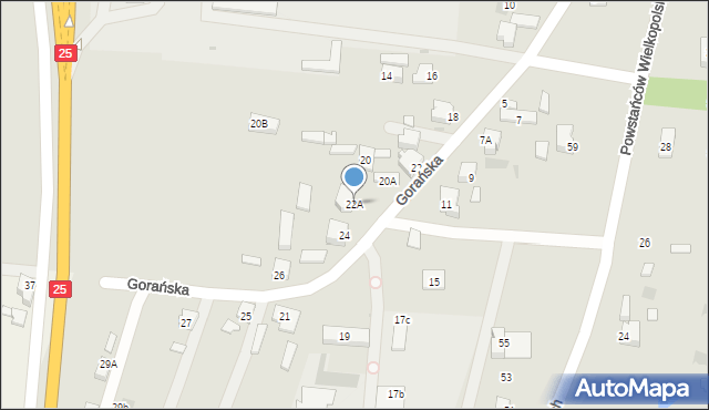 Ślesin, Gorańska, 22A, mapa Ślesin