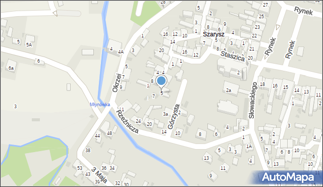 Słomniki, Górzysta, 5, mapa Słomniki