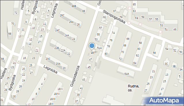 Sosnowiec, Gospodarcza, 49, mapa Sosnowca