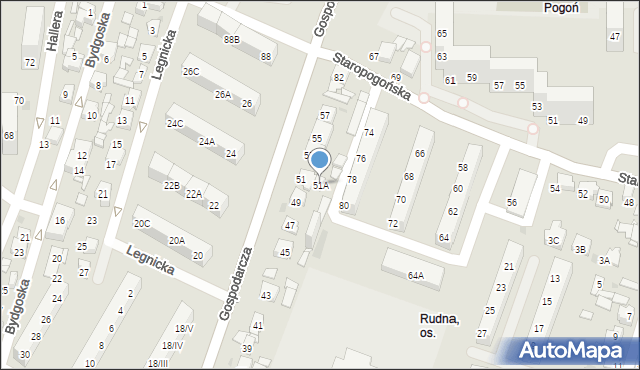 Sosnowiec, Gospodarcza, 51A, mapa Sosnowca