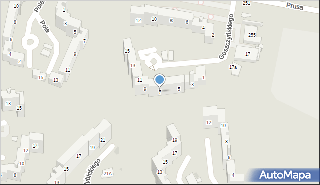 Sosnowiec, Goszczyńskiego Seweryna, 7, mapa Sosnowca