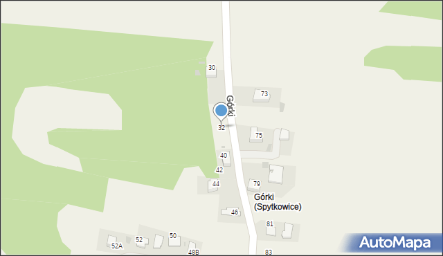 Spytkowice, Górki, 32, mapa Spytkowice