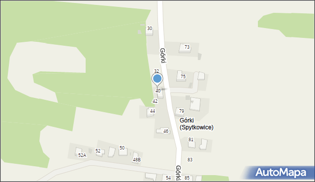 Spytkowice, Górki, 40, mapa Spytkowice
