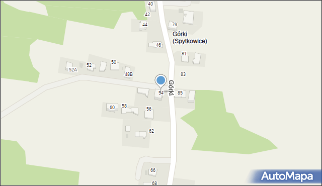 Spytkowice, Górki, 54, mapa Spytkowice