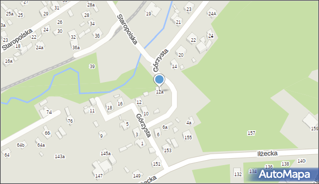 Starachowice, Górzysta, 12a, mapa Starachowic