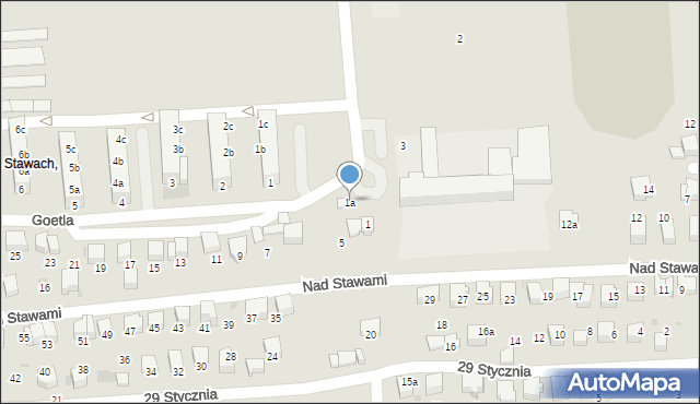 Sucha Beskidzka, Goetla Walerego, 1a, mapa Sucha Beskidzka