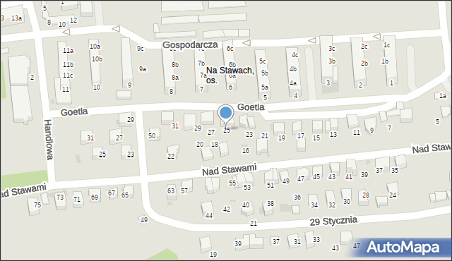 Sucha Beskidzka, Goetla Walerego, 25, mapa Sucha Beskidzka