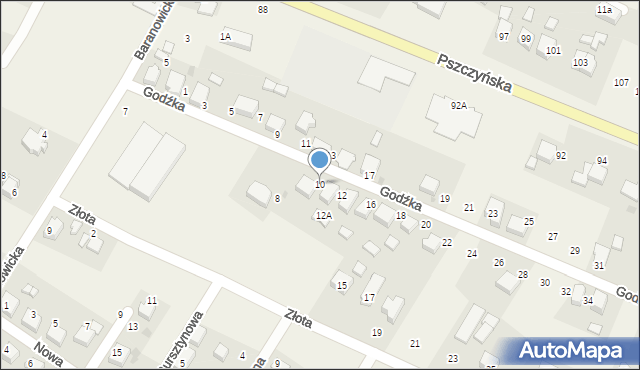 Suszec, Godźka Pawła, 10, mapa Suszec