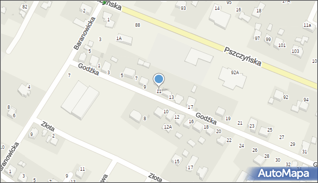Suszec, Godźka Pawła, 11, mapa Suszec