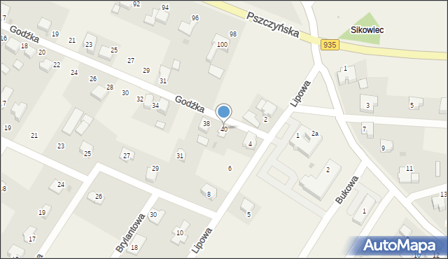 Suszec, Godźka Pawła, 40, mapa Suszec