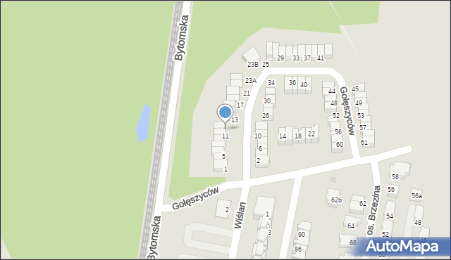 Świętochłowice, Gołęszyców, 11A, mapa Świętochłowice