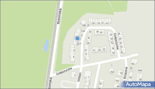Świętochłowice, Gołęszyców, 13, mapa Świętochłowice