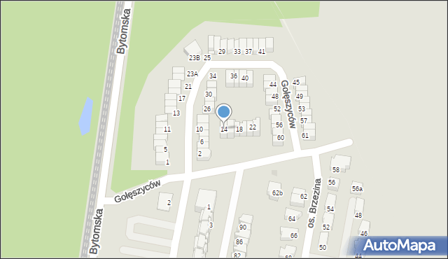 Świętochłowice, Gołęszyców, 14, mapa Świętochłowice