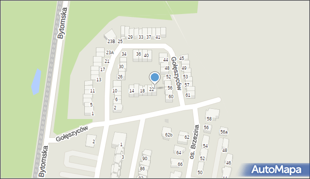 Świętochłowice, Gołęszyców, 24, mapa Świętochłowice