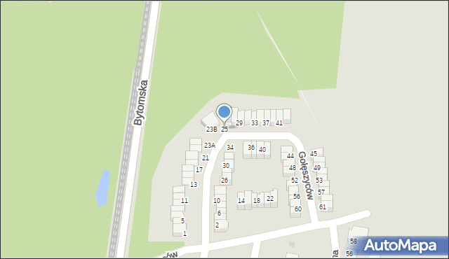 Świętochłowice, Gołęszyców, 25, mapa Świętochłowice